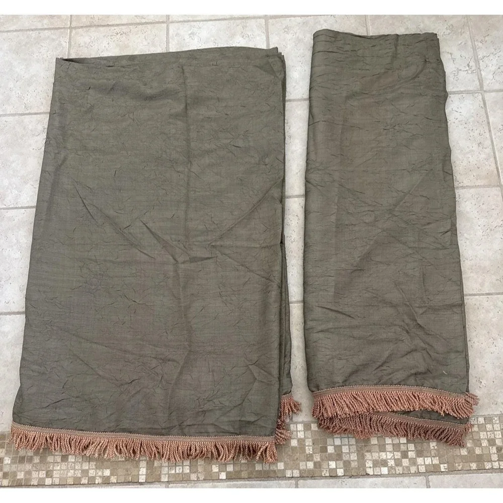Croscill Scarf Valances Green Crinkle Fringed 2 at 215